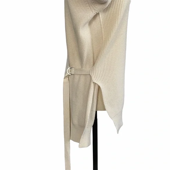 Proenza Schouler Ivory Cotton Cashmere Rib Wrap SweaterMEDIUM
